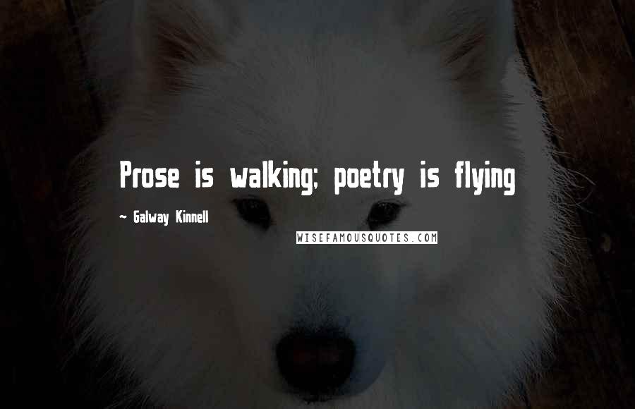 Galway Kinnell Quotes: Prose is walking; poetry is flying