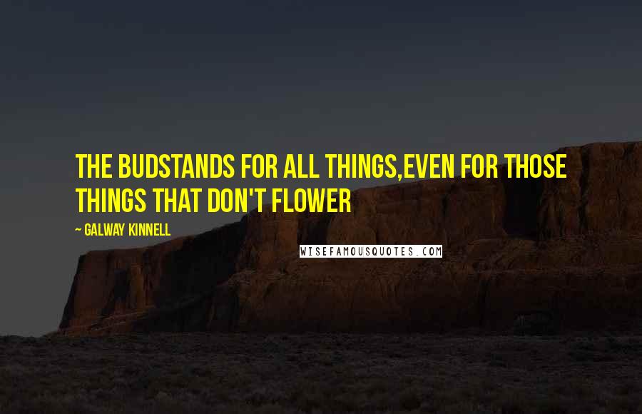 Galway Kinnell Quotes: The budstands for all things,even for those things that don't flower