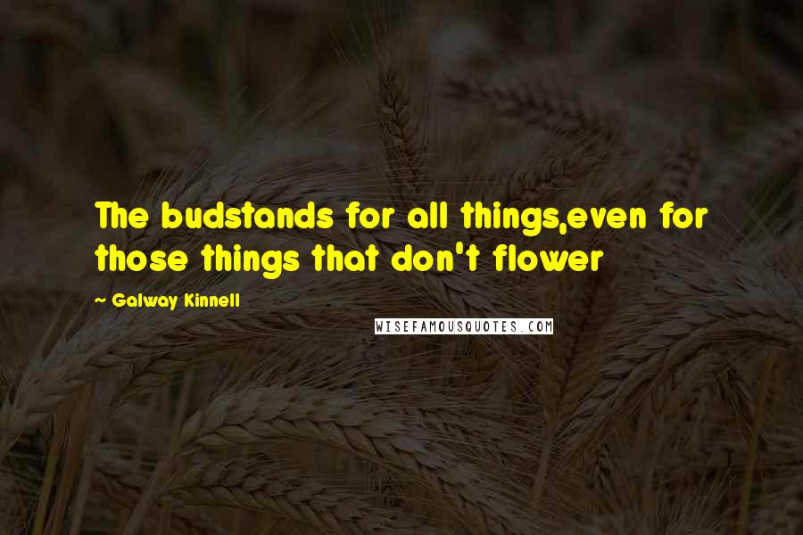 Galway Kinnell Quotes: The budstands for all things,even for those things that don't flower