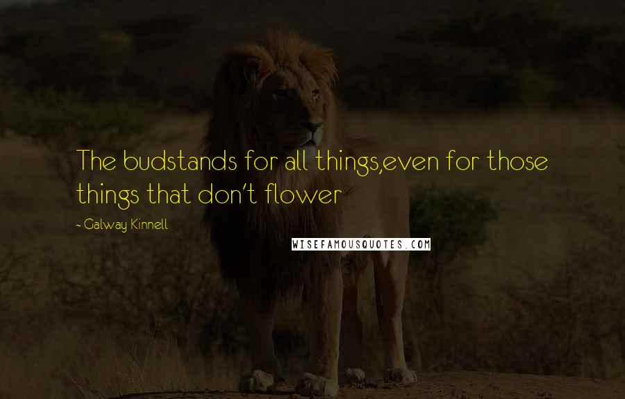 Galway Kinnell Quotes: The budstands for all things,even for those things that don't flower