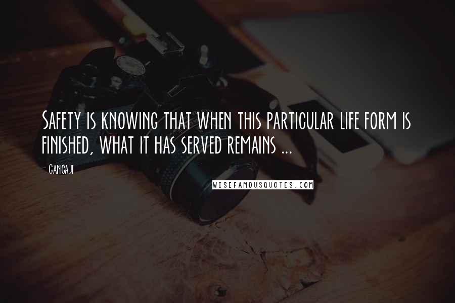 Gangaji Quotes: Safety is knowing that when this particular life form is finished, what it has served remains ...