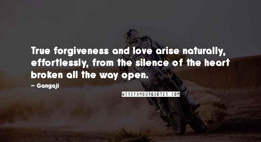 Gangaji Quotes: True forgiveness and love arise naturally, effortlessly, from the silence of the heart broken all the way open.