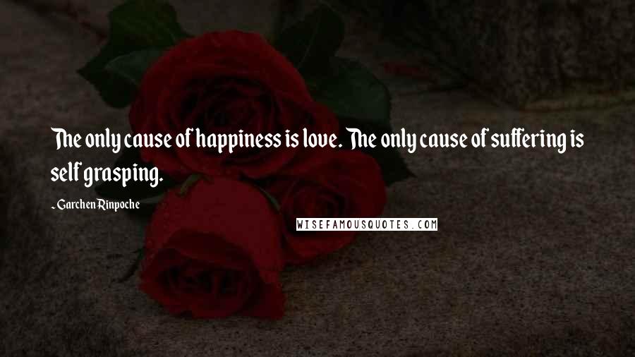 Garchen Rinpoche Quotes: The only cause of happiness is love. The only cause of suffering is self grasping.