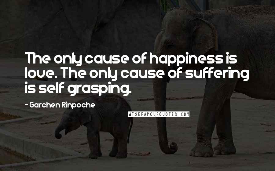 Garchen Rinpoche Quotes: The only cause of happiness is love. The only cause of suffering is self grasping.