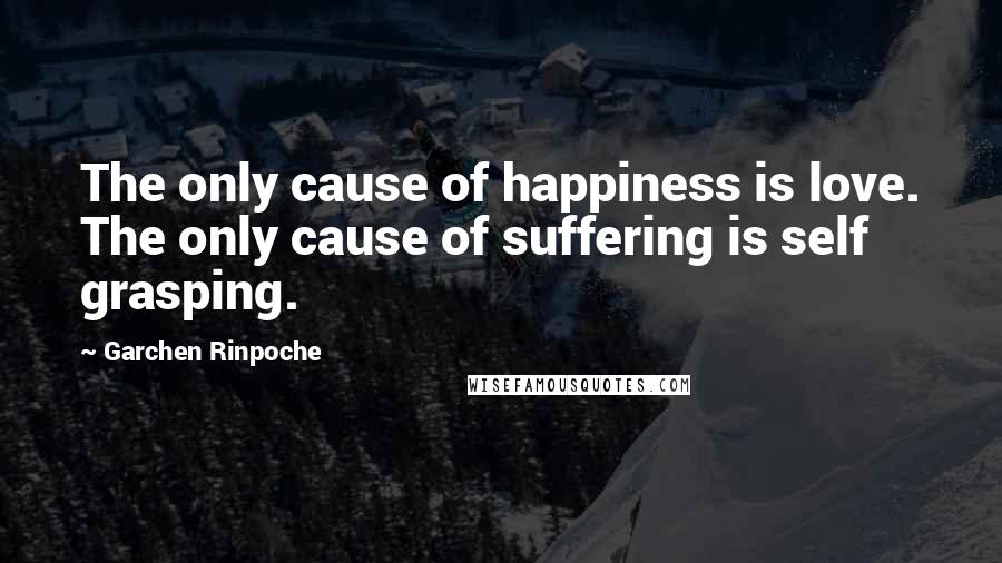 Garchen Rinpoche Quotes: The only cause of happiness is love. The only cause of suffering is self grasping.