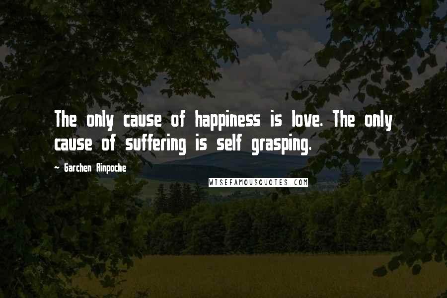 Garchen Rinpoche Quotes: The only cause of happiness is love. The only cause of suffering is self grasping.