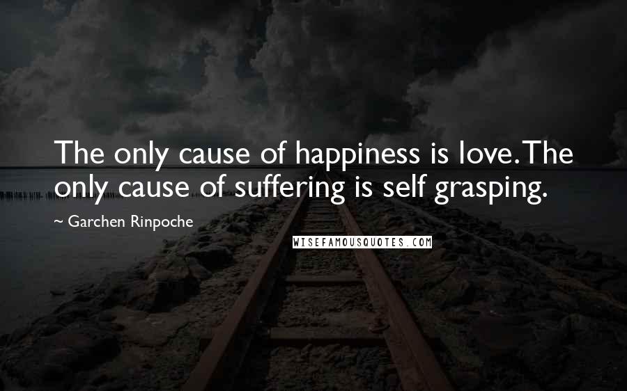 Garchen Rinpoche Quotes: The only cause of happiness is love. The only cause of suffering is self grasping.