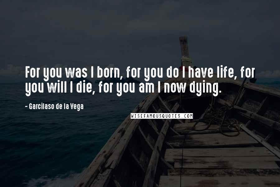 Garcilaso De La Vega Quotes: For you was I born, for you do I have life, for you will I die, for you am I now dying.