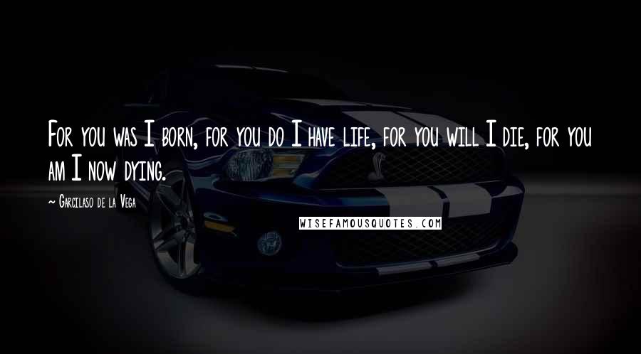 Garcilaso De La Vega Quotes: For you was I born, for you do I have life, for you will I die, for you am I now dying.