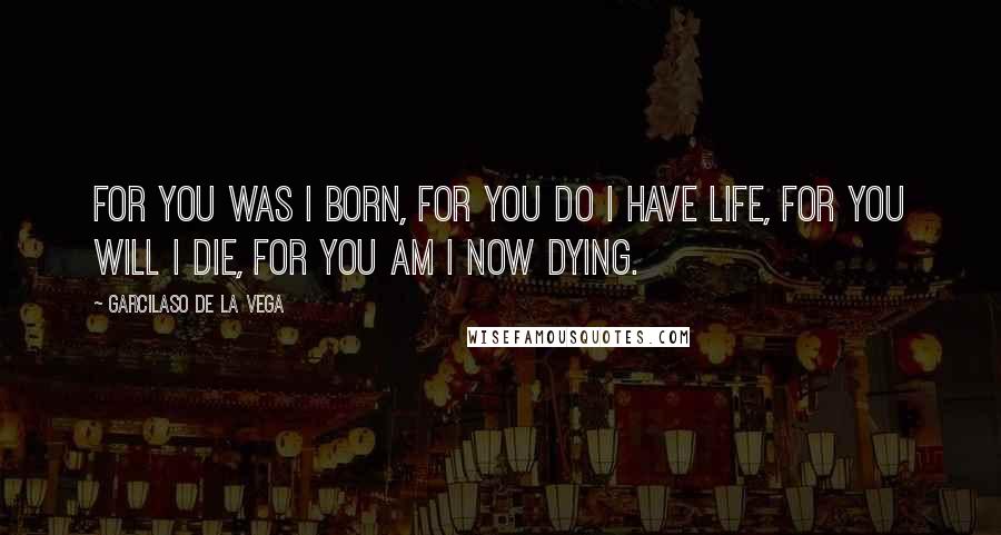 Garcilaso De La Vega Quotes: For you was I born, for you do I have life, for you will I die, for you am I now dying.