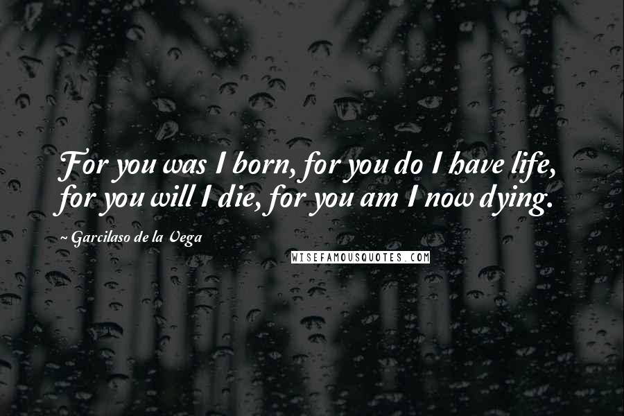 Garcilaso De La Vega Quotes: For you was I born, for you do I have life, for you will I die, for you am I now dying.