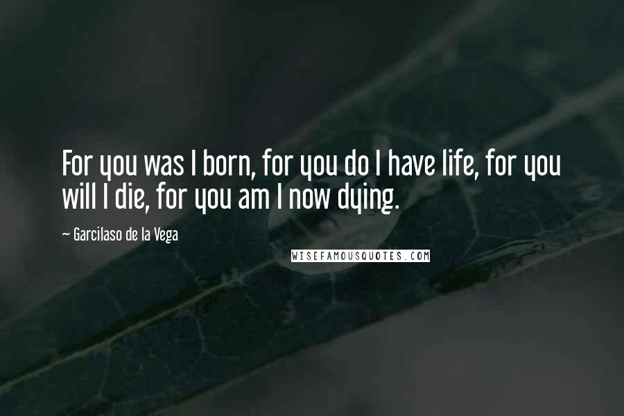 Garcilaso De La Vega Quotes: For you was I born, for you do I have life, for you will I die, for you am I now dying.