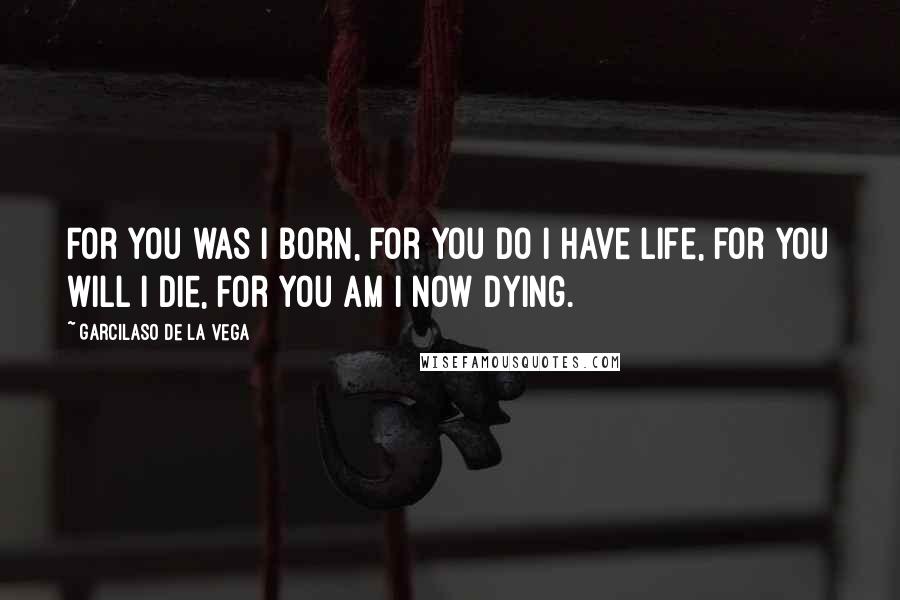 Garcilaso De La Vega Quotes: For you was I born, for you do I have life, for you will I die, for you am I now dying.