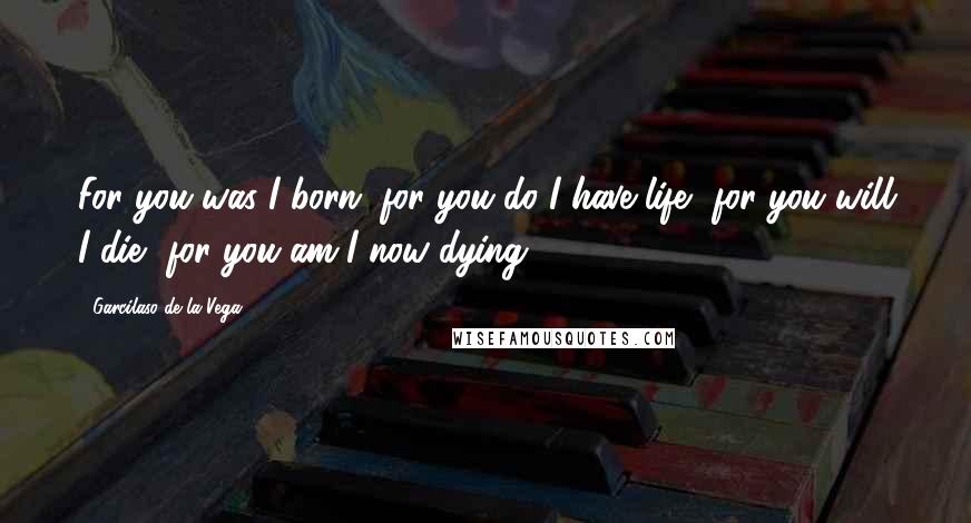 Garcilaso De La Vega Quotes: For you was I born, for you do I have life, for you will I die, for you am I now dying.