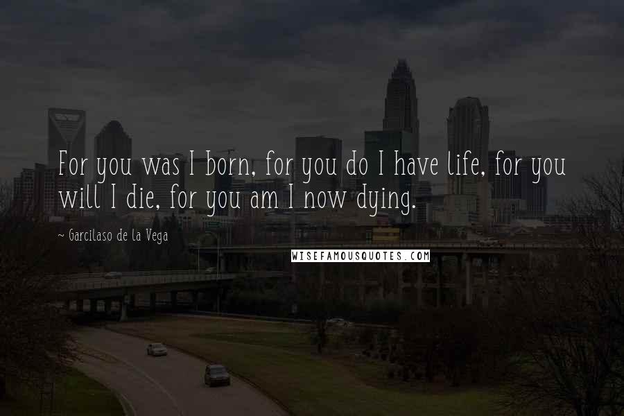 Garcilaso De La Vega Quotes: For you was I born, for you do I have life, for you will I die, for you am I now dying.