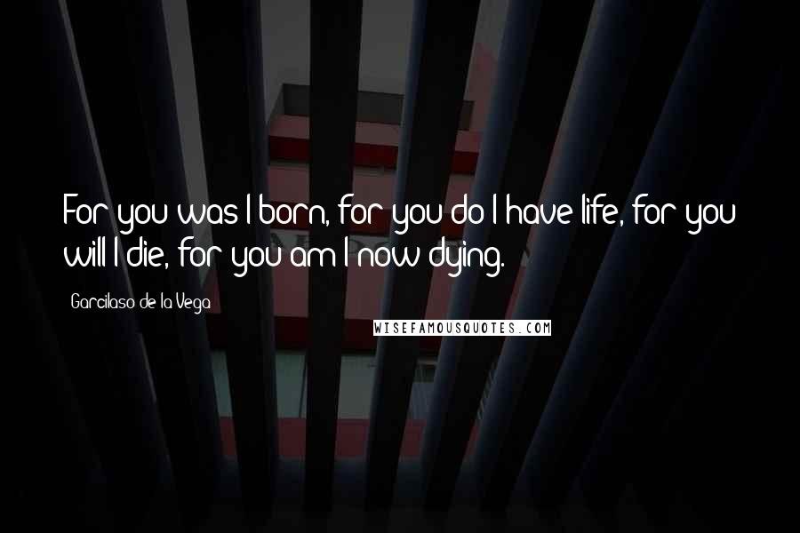 Garcilaso De La Vega Quotes: For you was I born, for you do I have life, for you will I die, for you am I now dying.