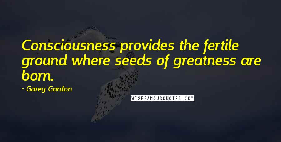 Garey Gordon Quotes: Consciousness provides the fertile ground where seeds of greatness are born.