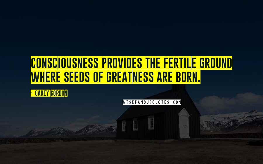 Garey Gordon Quotes: Consciousness provides the fertile ground where seeds of greatness are born.