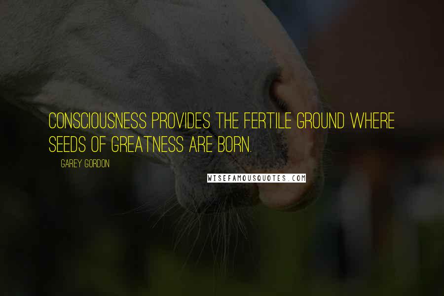 Garey Gordon Quotes: Consciousness provides the fertile ground where seeds of greatness are born.
