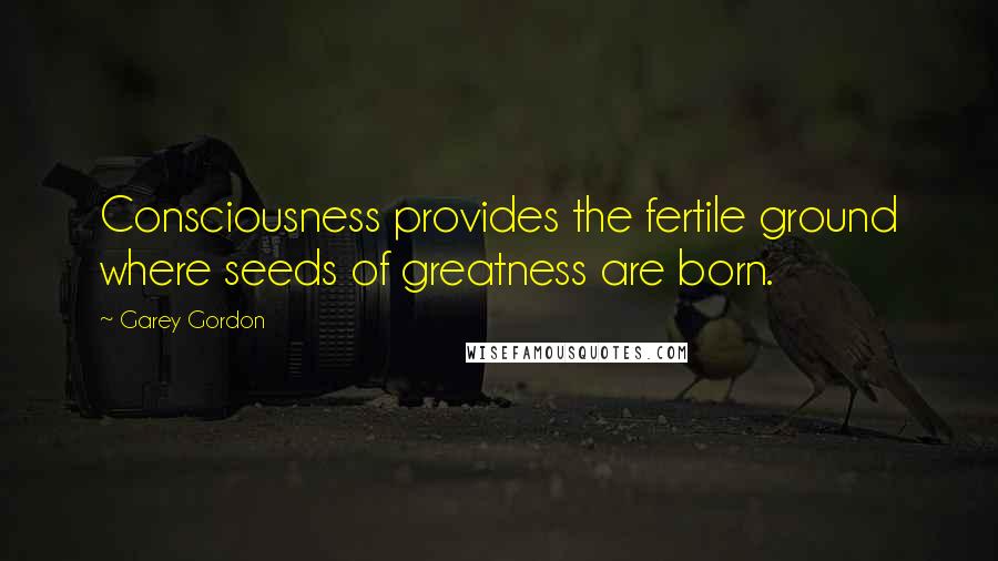Garey Gordon Quotes: Consciousness provides the fertile ground where seeds of greatness are born.