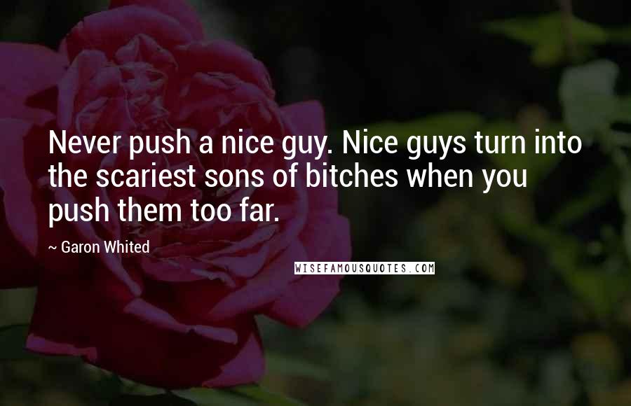 Garon Whited Quotes: Never push a nice guy. Nice guys turn into the scariest sons of bitches when you push them too far.