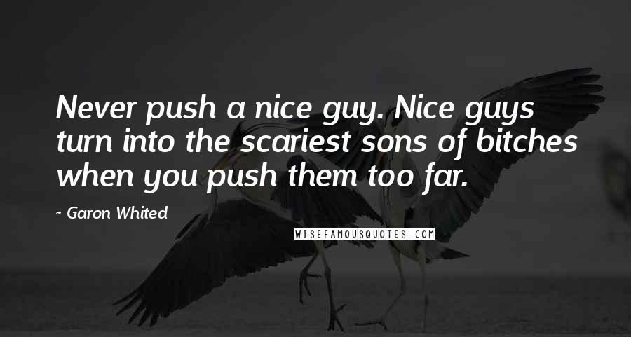 Garon Whited Quotes: Never push a nice guy. Nice guys turn into the scariest sons of bitches when you push them too far.