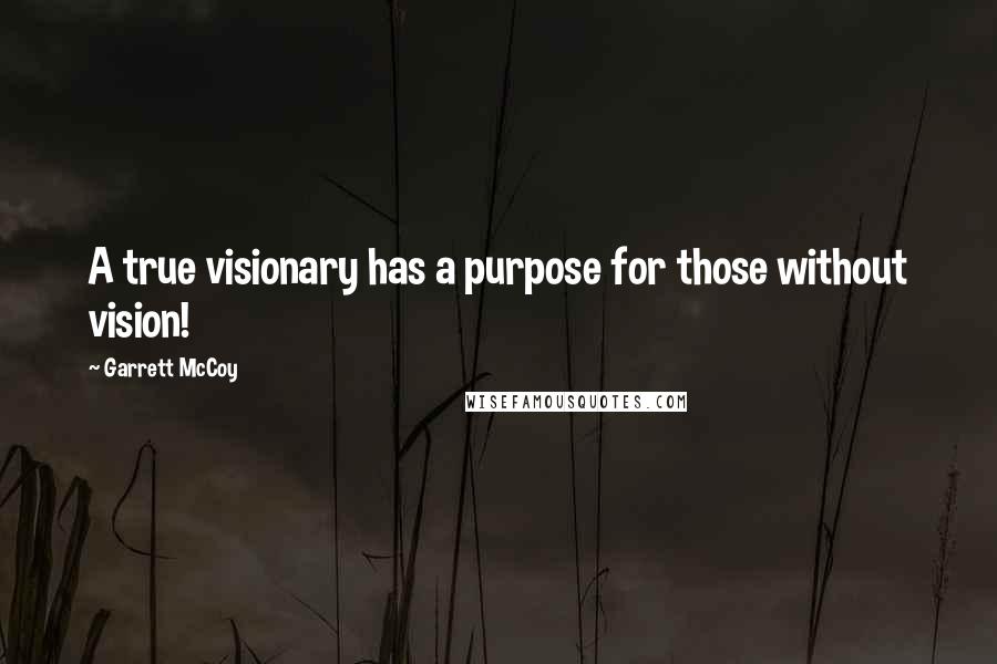 Garrett McCoy Quotes: A true visionary has a purpose for those without vision!