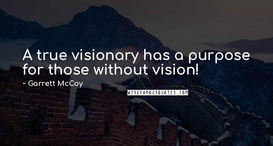 Garrett McCoy Quotes: A true visionary has a purpose for those without vision!