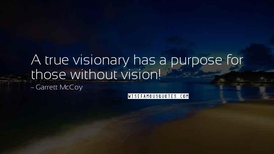 Garrett McCoy Quotes: A true visionary has a purpose for those without vision!