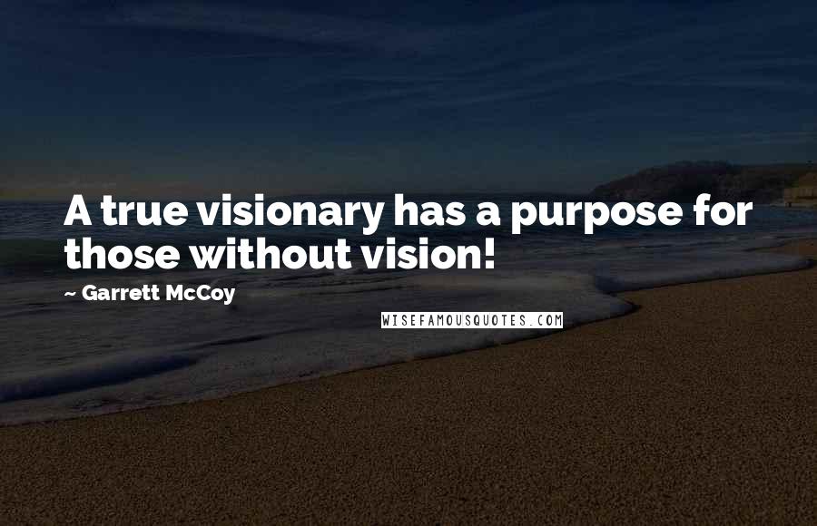 Garrett McCoy Quotes: A true visionary has a purpose for those without vision!