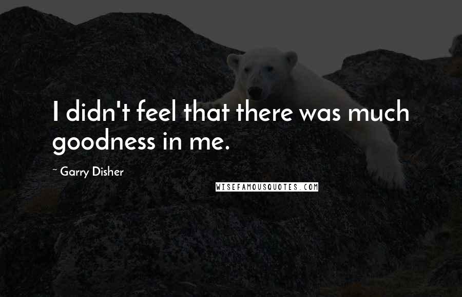 Garry Disher Quotes: I didn't feel that there was much goodness in me.