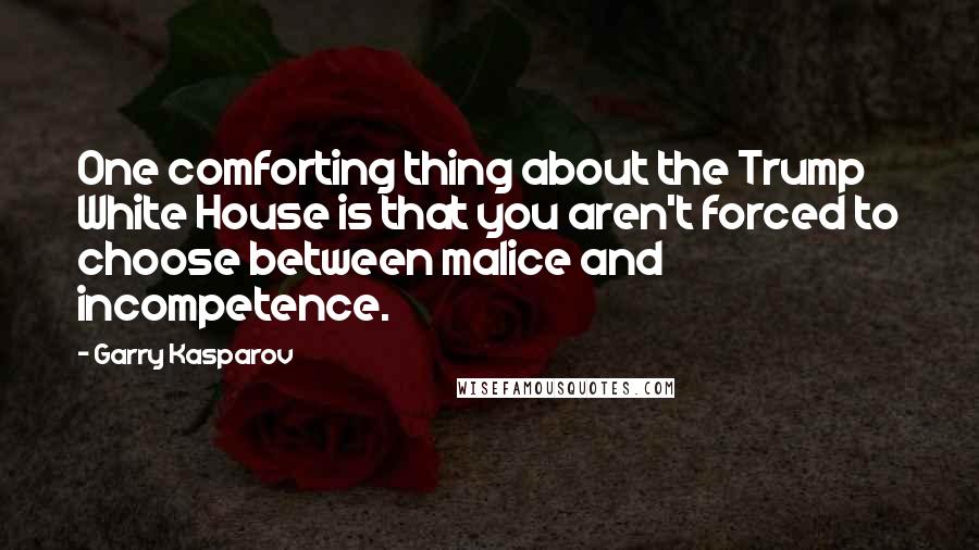 Garry Kasparov Quotes: One comforting thing about the Trump White House is that you aren't forced to choose between malice and incompetence.