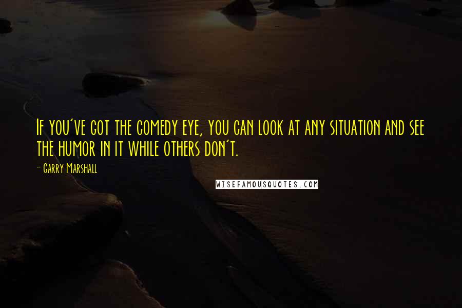Garry Marshall Quotes: If you've got the comedy eye, you can look at any situation and see the humor in it while others don't.
