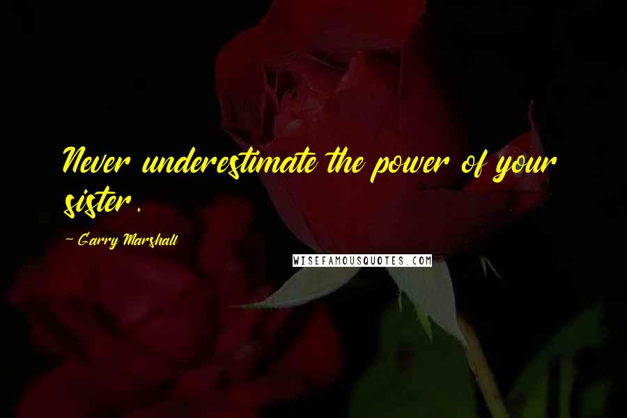 Garry Marshall Quotes: Never underestimate the power of your sister.