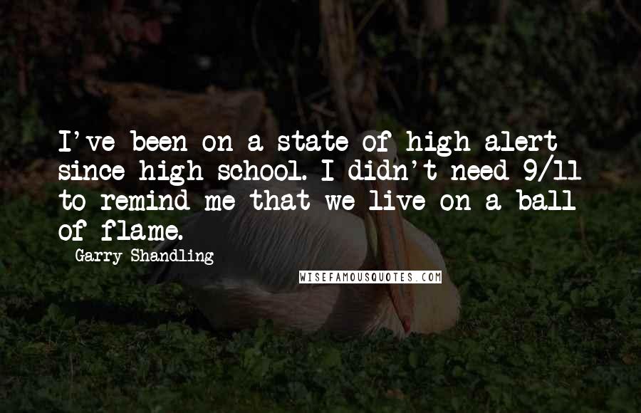 Garry Shandling Quotes: I've been on a state of high alert since high school. I didn't need 9/11 to remind me that we live on a ball of flame.