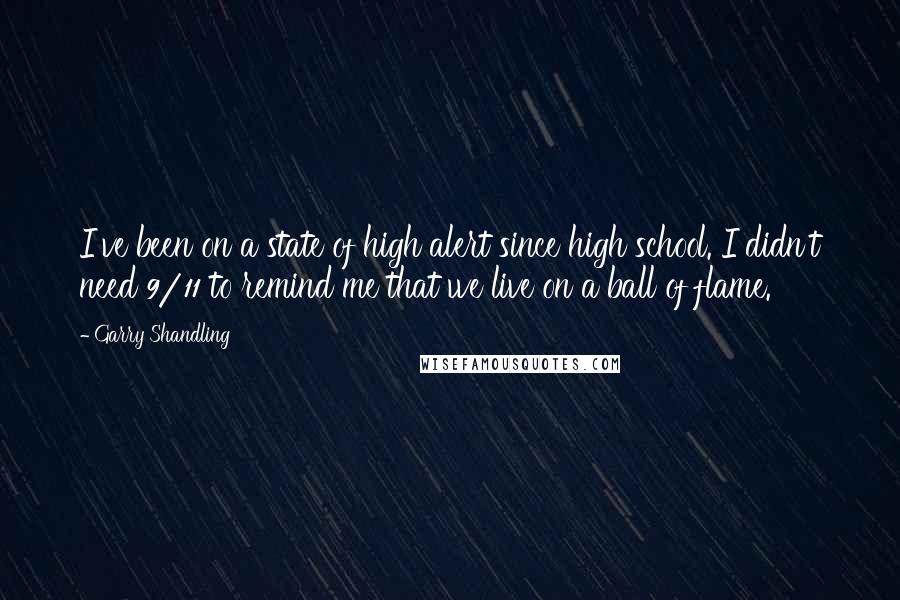 Garry Shandling Quotes: I've been on a state of high alert since high school. I didn't need 9/11 to remind me that we live on a ball of flame.