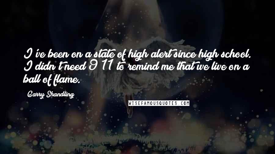 Garry Shandling Quotes: I've been on a state of high alert since high school. I didn't need 9/11 to remind me that we live on a ball of flame.