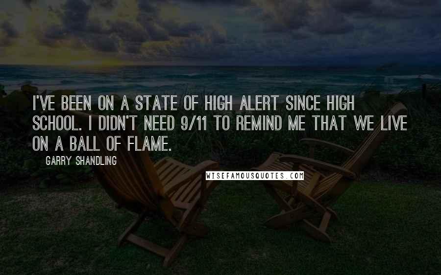 Garry Shandling Quotes: I've been on a state of high alert since high school. I didn't need 9/11 to remind me that we live on a ball of flame.