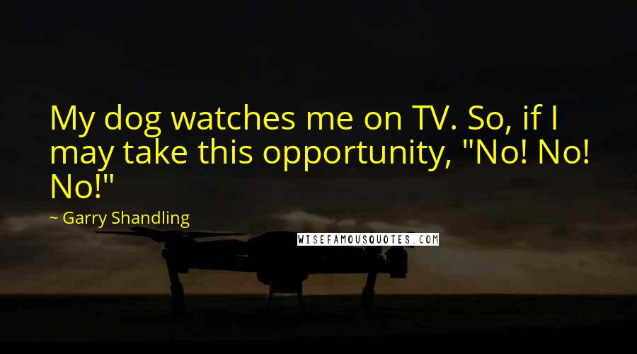 Garry Shandling Quotes: My dog watches me on TV. So, if I may take this opportunity, "No! No! No!"