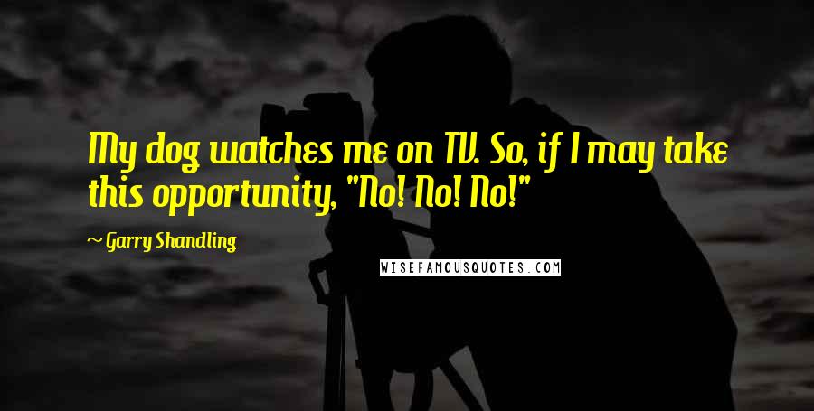 Garry Shandling Quotes: My dog watches me on TV. So, if I may take this opportunity, "No! No! No!"