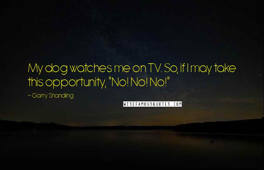 Garry Shandling Quotes: My dog watches me on TV. So, if I may take this opportunity, "No! No! No!"