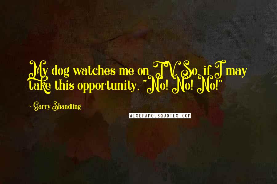 Garry Shandling Quotes: My dog watches me on TV. So, if I may take this opportunity, "No! No! No!"