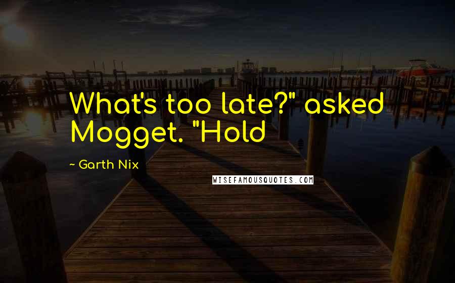 Garth Nix Quotes: What's too late?" asked Mogget. "Hold