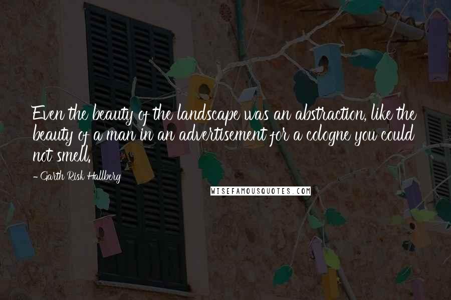 Garth Risk Hallberg Quotes: Even the beauty of the landscape was an abstraction, like the beauty of a man in an advertisement for a cologne you could not smell.