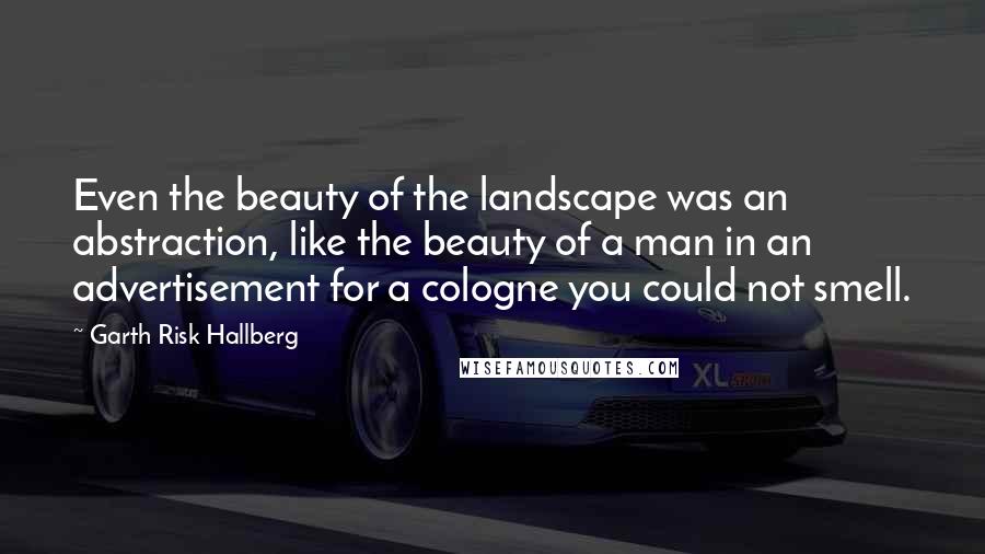 Garth Risk Hallberg Quotes: Even the beauty of the landscape was an abstraction, like the beauty of a man in an advertisement for a cologne you could not smell.