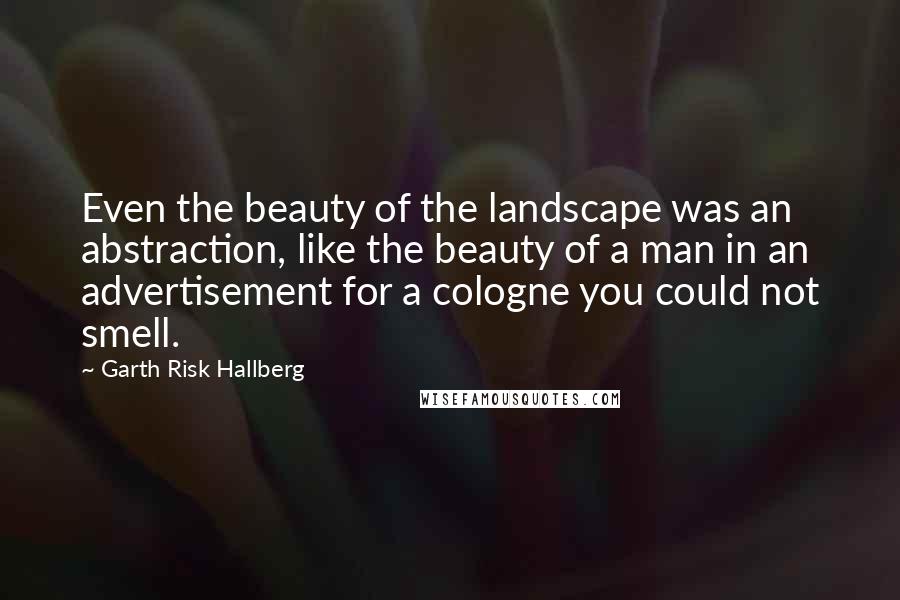 Garth Risk Hallberg Quotes: Even the beauty of the landscape was an abstraction, like the beauty of a man in an advertisement for a cologne you could not smell.