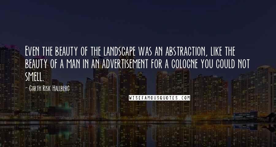 Garth Risk Hallberg Quotes: Even the beauty of the landscape was an abstraction, like the beauty of a man in an advertisement for a cologne you could not smell.