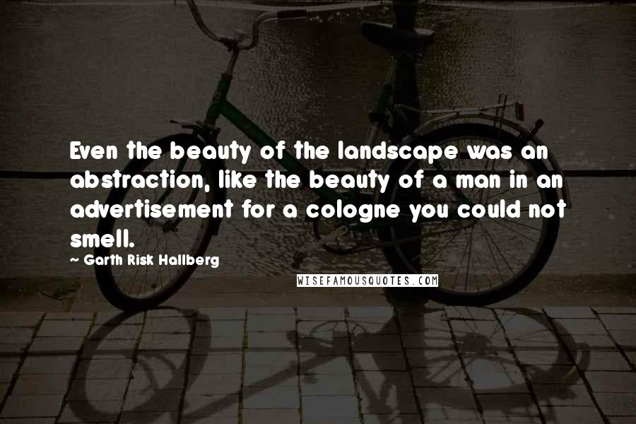Garth Risk Hallberg Quotes: Even the beauty of the landscape was an abstraction, like the beauty of a man in an advertisement for a cologne you could not smell.