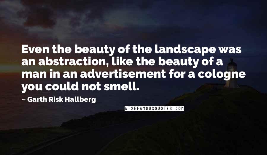 Garth Risk Hallberg Quotes: Even the beauty of the landscape was an abstraction, like the beauty of a man in an advertisement for a cologne you could not smell.