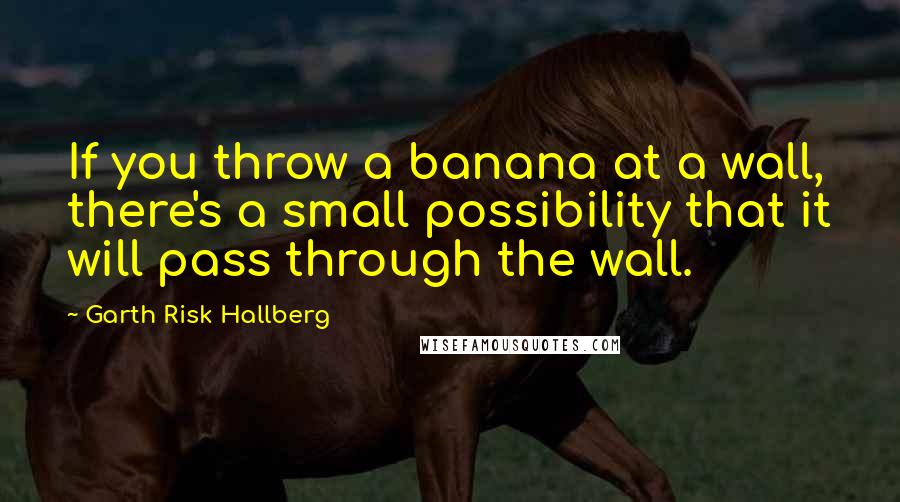 Garth Risk Hallberg Quotes: If you throw a banana at a wall, there's a small possibility that it will pass through the wall.